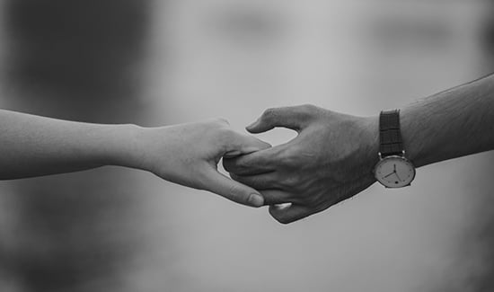 hand-holding-bw